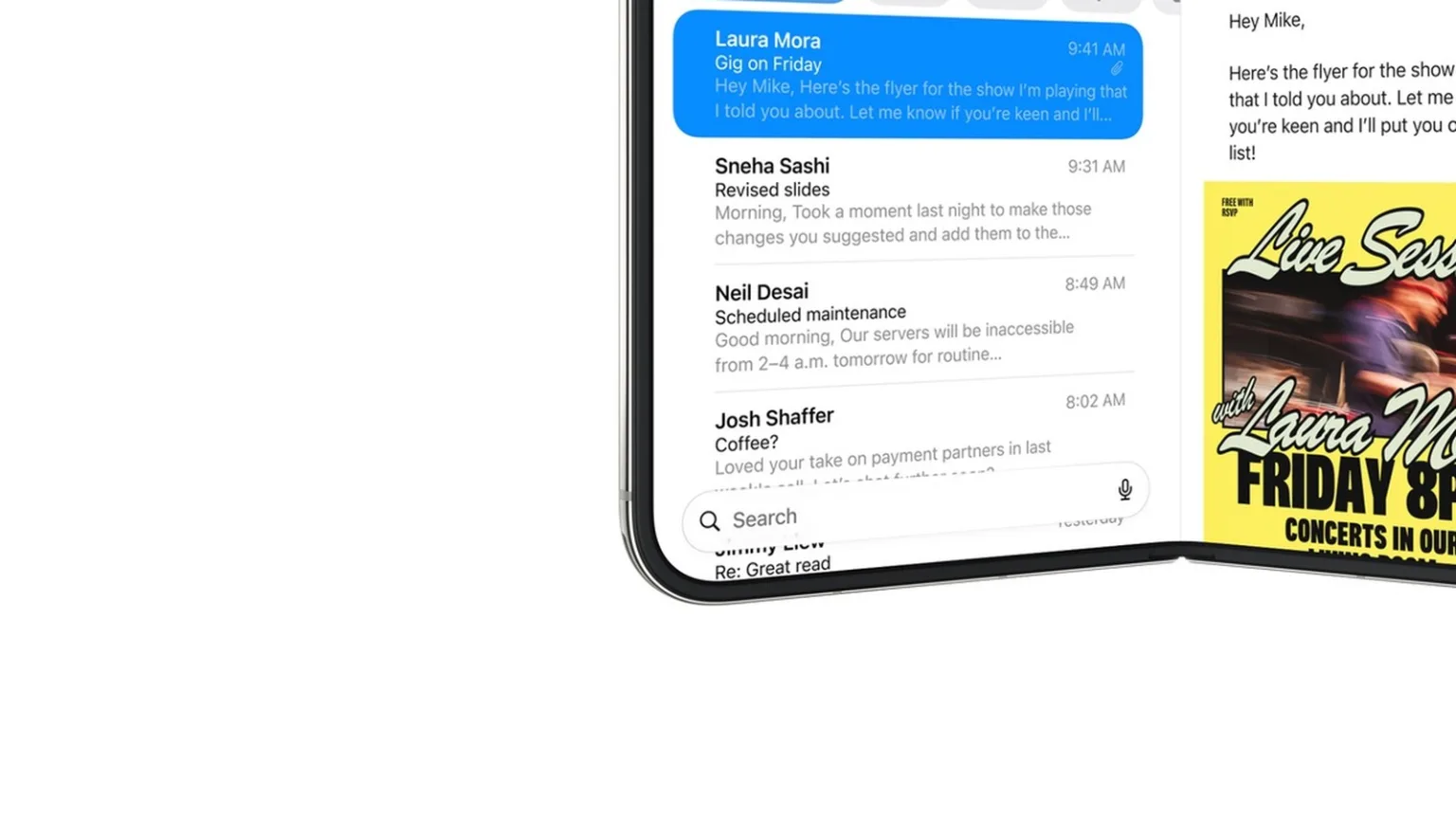 Apple iPhone Duo, resmi ürün çekimi, açık katlanır gövde