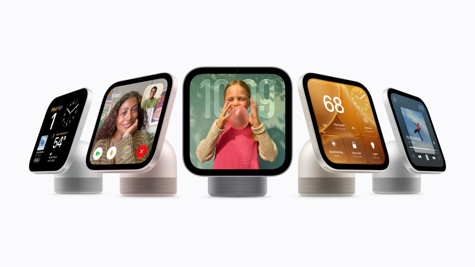 Apple HomeView ürün ailesi, beyaz stüdyo fonunda